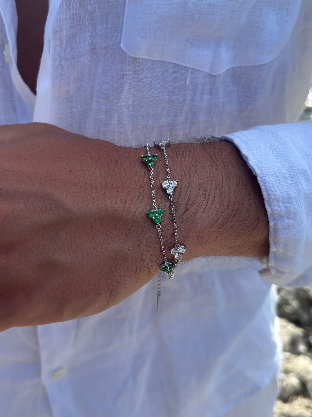 GREEN CLOVER BRACELET | Zilver