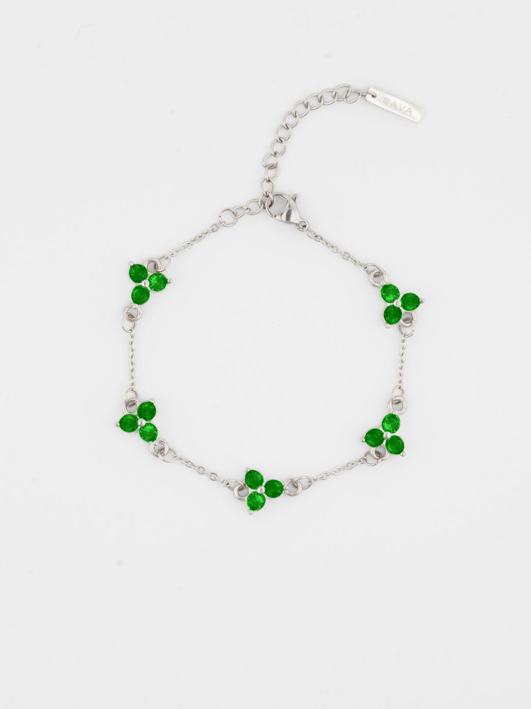 GREEN CLOVER BRACELET | Zilver