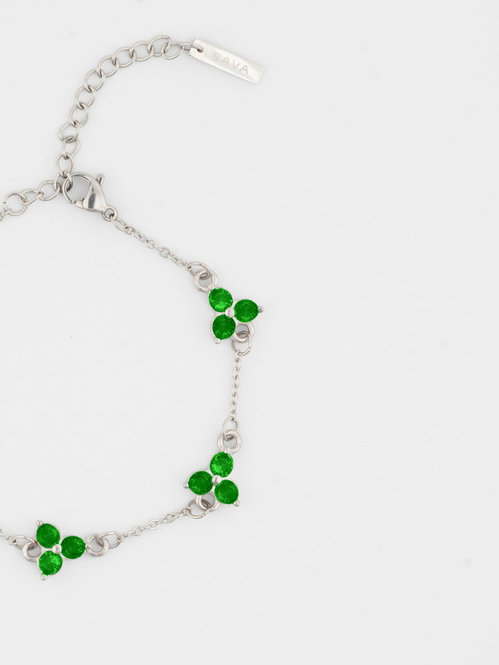 GREEN CLOVER BRACELET | Zilver