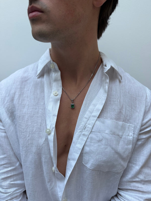 GREEN GEMSTONE CHAIN | Silver