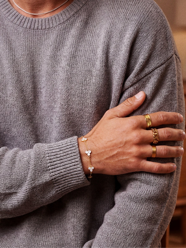 WHITE CLOVER BRACELET | 18K Gold