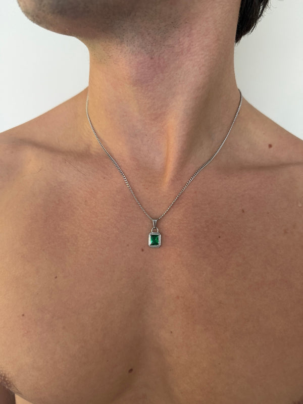 GREEN GEMSTONE CHAIN | Silver