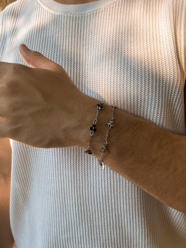 MIDNIGHT CLOVER BRACELET | Silver