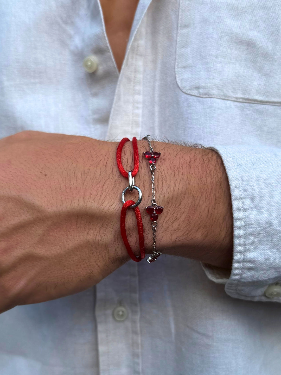 RED UNITY BRACELET | Silver