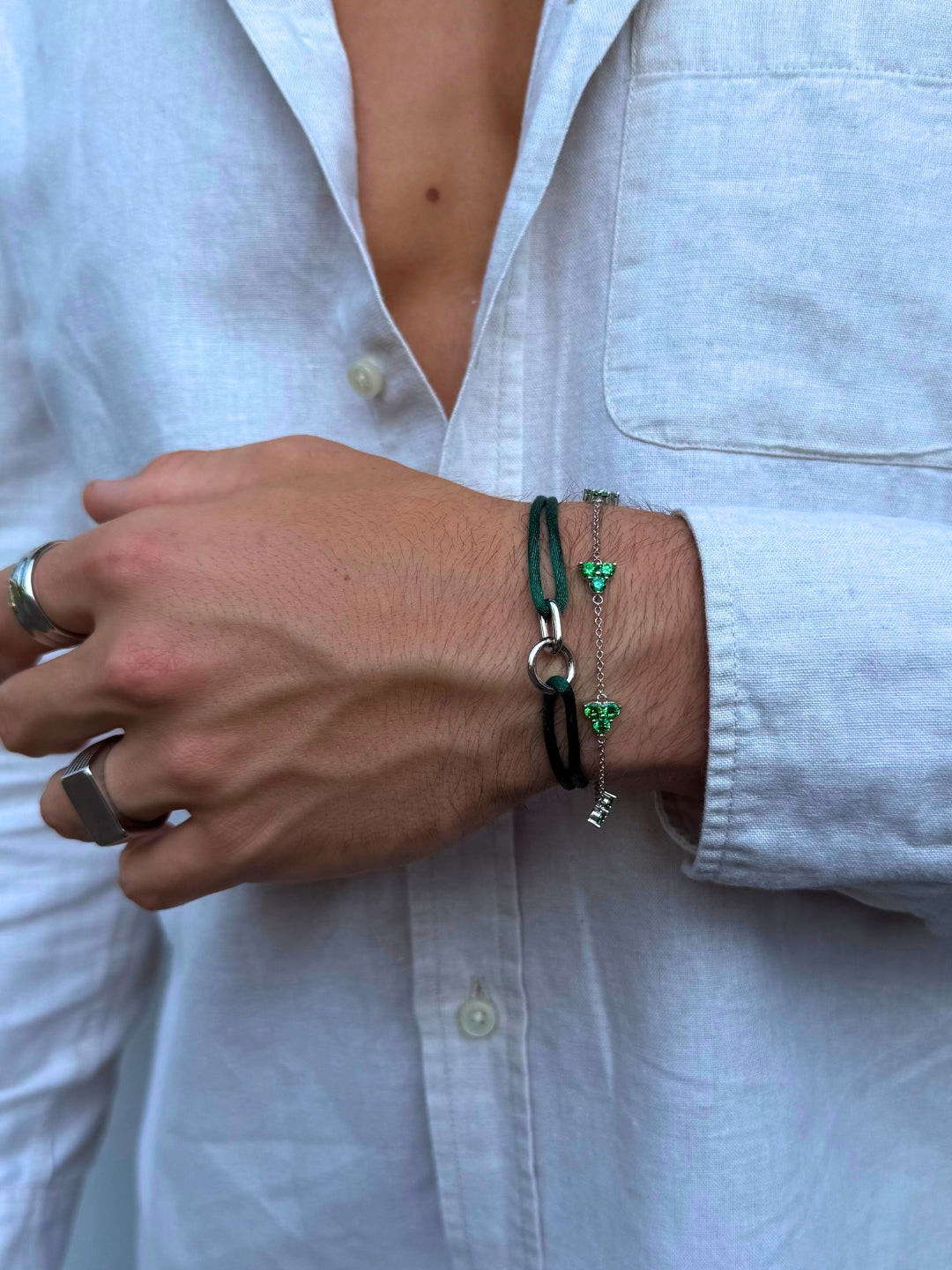 GREEN UNITY BRACELET | Silver