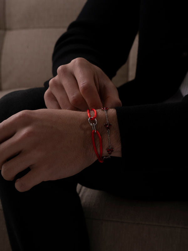 RED UNITY BRACELET | Silver