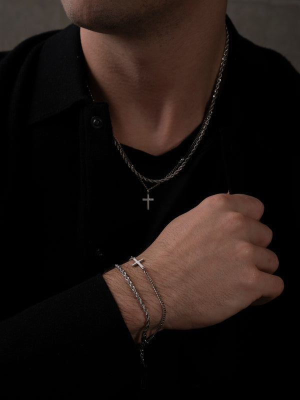 CROSS X ROPE 3MM SET | Silver