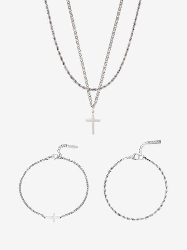 CROSS X ROPE 3MM SET | Silver