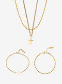 CROSS X ROPE 3MM SET | 18K Gold